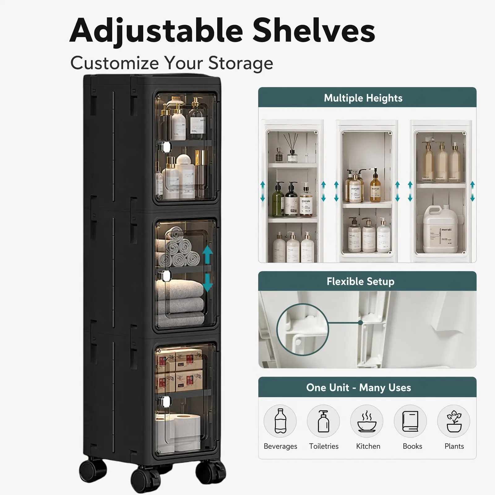 5-Tier Black Slim Narrow Rolli - Kitchen Gadgets Organizer review and price