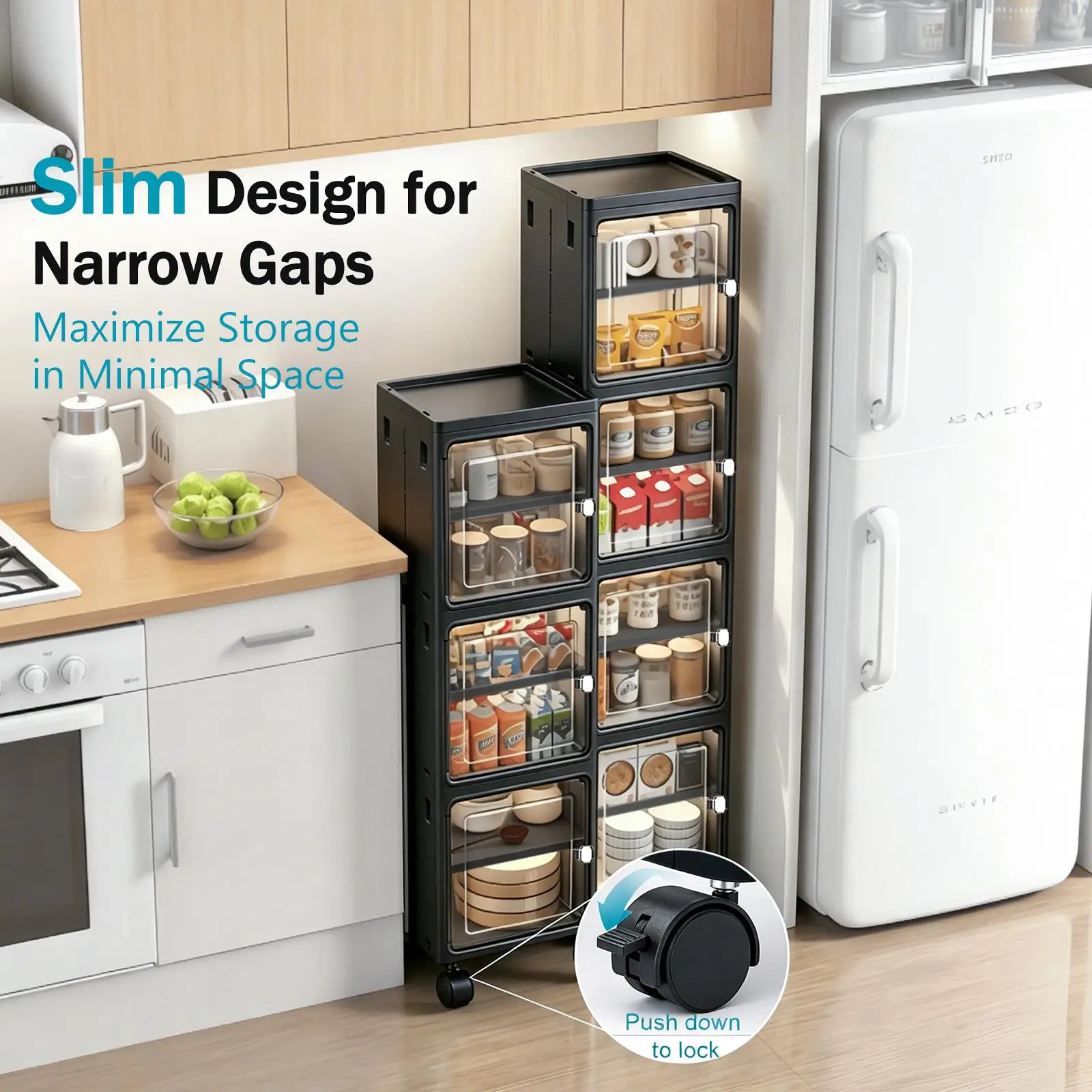 5-Tier Black Slim Narrow Rolli - Kitchen Gadgets Organizer review and price